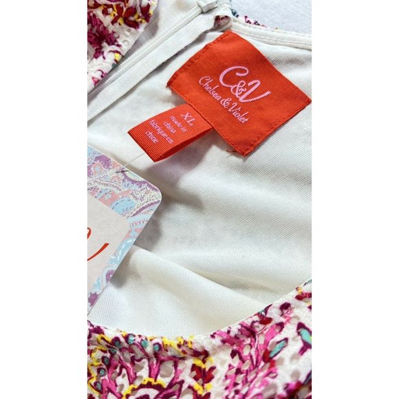 Chelsea and Violet Dress Juniors XL, Ivory Purple Mint Paisley NWT - Picture 4 of 7